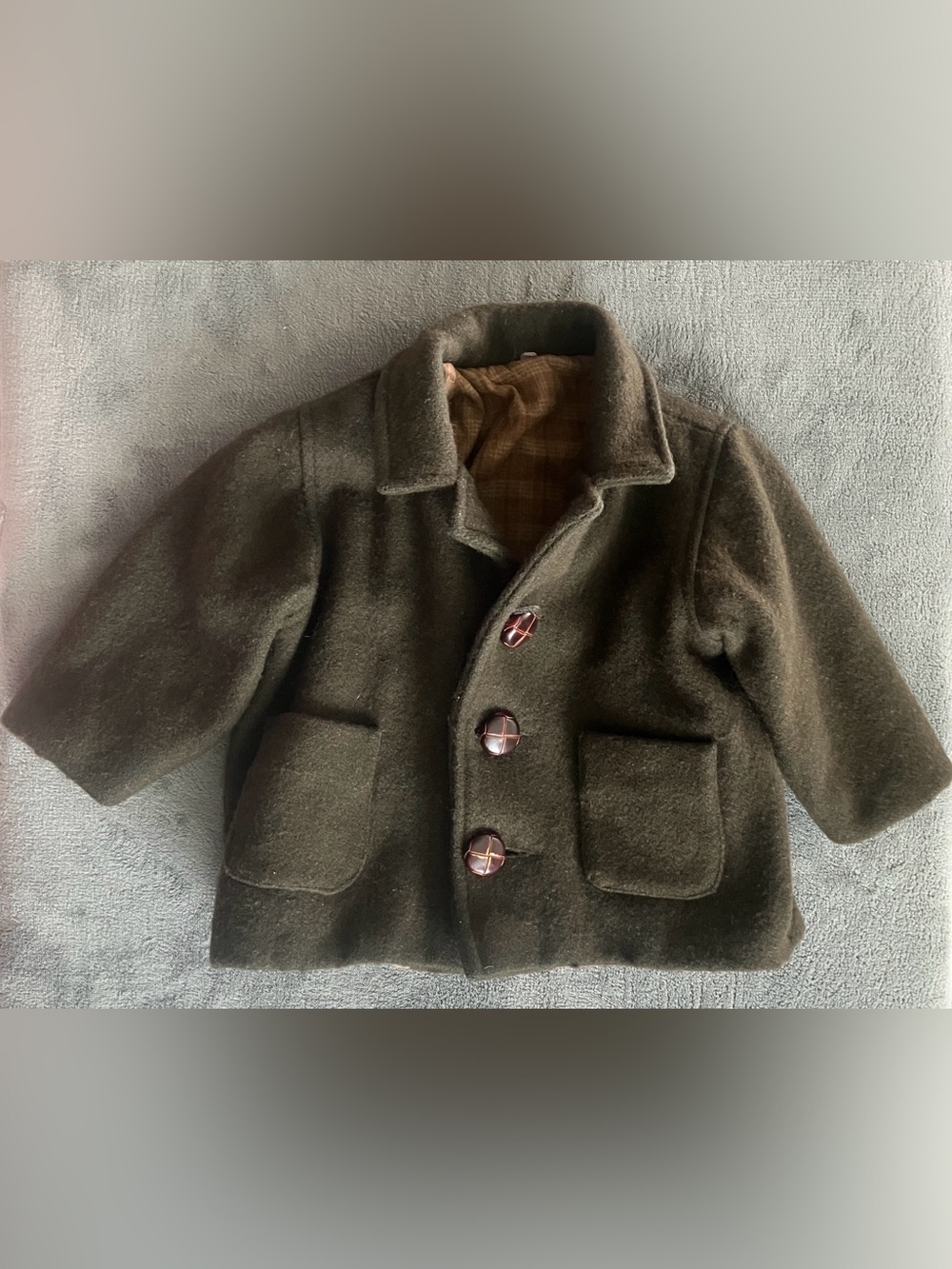 Patouche Canada Heavy Wool Blend Toddler Coat - Plaid Lined - 3 - 4T